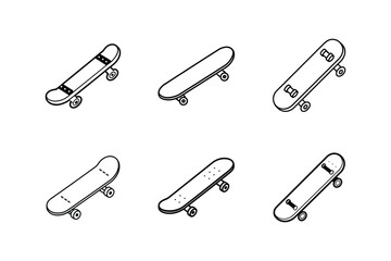 skateboard line art vector illustration