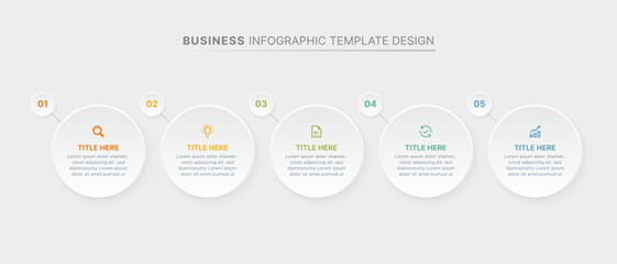 Modern Circular Round Business Infographic Design Template with 5 Data Points