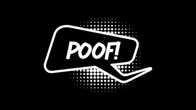 Comic speech bubbles with halftone shadows in pop art style graphic animation. Alpha channel. Transparent background motion design. 4K resolution