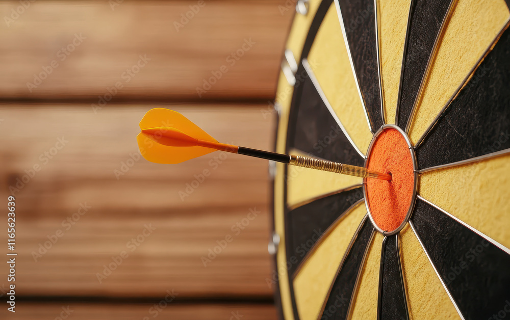 Aufkleber close up of dartboard with dart hitting bullseye, showcasing precision and focus