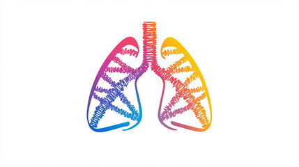 Healthcare vector human lungs organ symbol or poster of red DNA helix or chromosome cells. Genetics medical concept design for clinic or hospital and microbiology research laboratory
