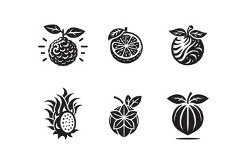 Fruit Icon Set Vector Art & Illustration