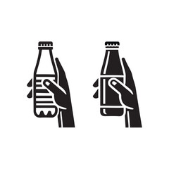 Minimalist Holding Bottle Icon Set Vector Art & Illustration