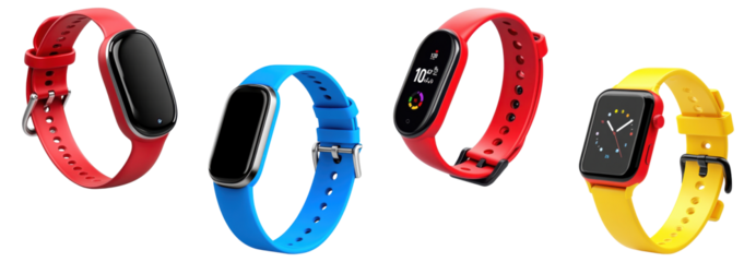 Smartwatches set isolated on a transparent background