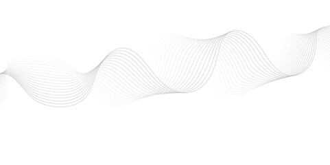 White wave curve lines banner background design. Abstract soft wave lines dynamic flowing gray light isolated background. Vector Illustration of the gray pattern of lines. Black stripes on white .