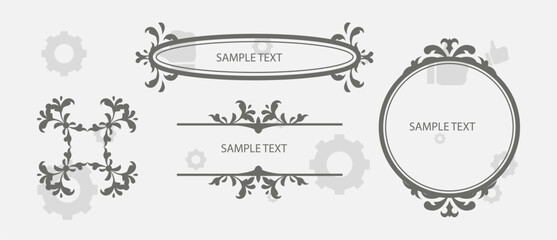 Hand drawn line, border, frame vector design element set. Template for invitation or greeting card.