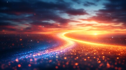 Glowing Path Leading Towards Sunset Sky