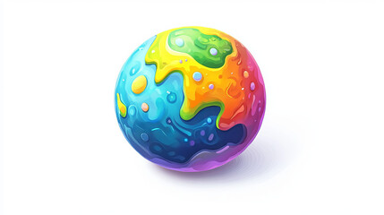 Cartoon planet in fantasy alien galaxy or mystery universe isolated icon. Vector funny cosmic planet for kids, martians world. Imaginary planet ui or gui game design, round globe, green eco planet