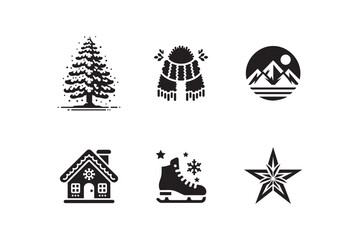 Winter Icon Set Vector Illustration