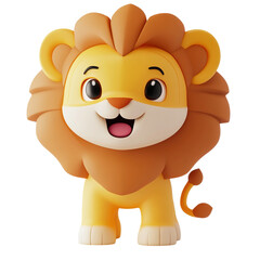 Fototapeta premium 3d cartoon cute lion, Clipart Style, isolated on transparent background