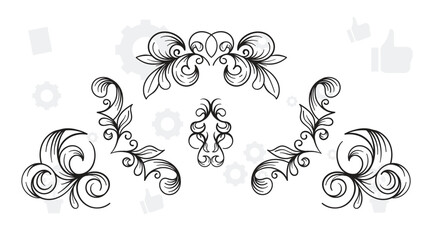 border frame floral decoration design illustration vector divider flourish ornament ornate vintage flower element swirl text wedding decorative doodle invitation