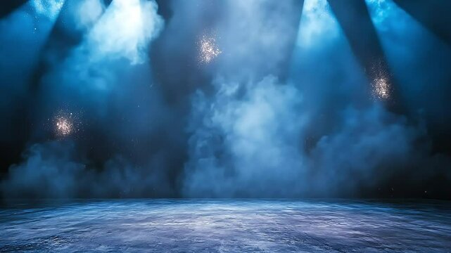 Stage lights shining at studio. full hd