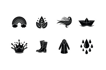 Rainy Season Icon Set Vector Illustration