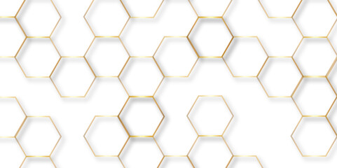 	
Abstract hexagon white background with shadow .golden background Futuristic blue neon honeycombs. Modern technology design. Vector illustration.	
