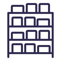 inventory, boxes on shelves line icon