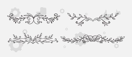 Obraz premium border frame floral decoration design illustration vector divider flourish ornament ornate vintage flower element swirl text wedding decorative doodle invitation