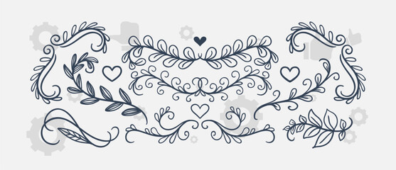 border frame floral decoration design illustration vector divider flourish ornament ornate vintage flower element swirl text wedding decorative doodle invitation