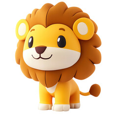 3d cartoon cute lion, Clipart Style, isolated on transparent background