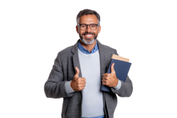 PNG happy male teacher giving thumbs up