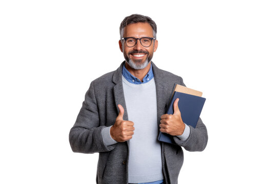 PNG happy male teacher giving thumbs up