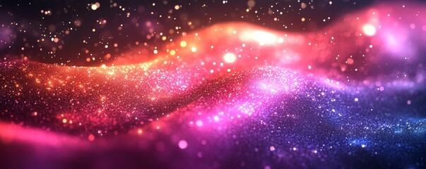 Obraz premium Abstract Neon Waves Background, Generative AI