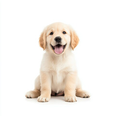 Fototapeta premium golden retriever puppy sitting happily with playful expression