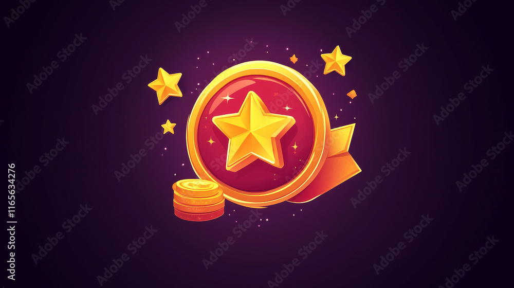 Aufkleber level completed game asset icon, level up badge. vector ui or gui interface element, reward popup go
