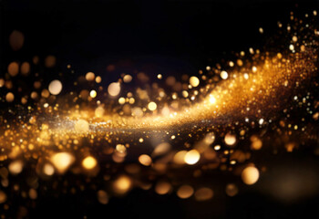 A shimmering river of golden light and sparkles flows across a black background.  The bokeh effect creates a magical, celebratory feel.