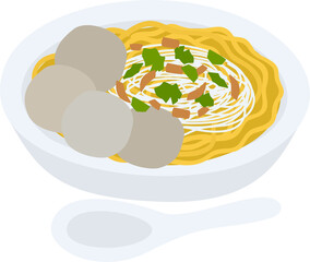 illustration of bakso indonesian food 