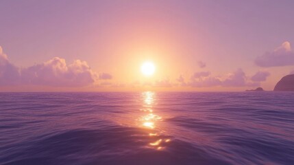 Obraz premium Serene Sunset Over Calm Ocean Water with Colorful Sky Reflections