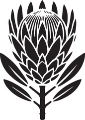 King Protea Flower style logo vector, King Protea vector illustration, King Protea Flower silhouette vector icon black and white
