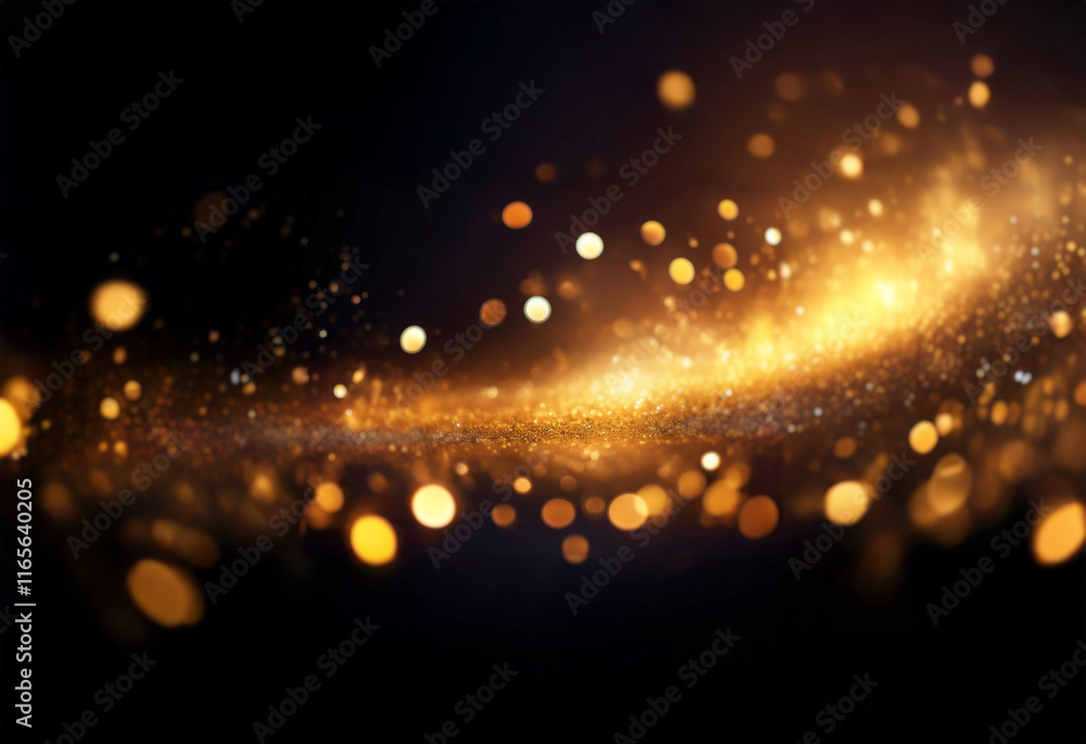 Poster a shimmering, golden stream of light and sparkles cascades across a dark background, creating a magi