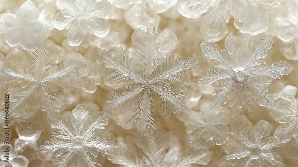 Poster delicate ice crystals form intricate snowflake patterns