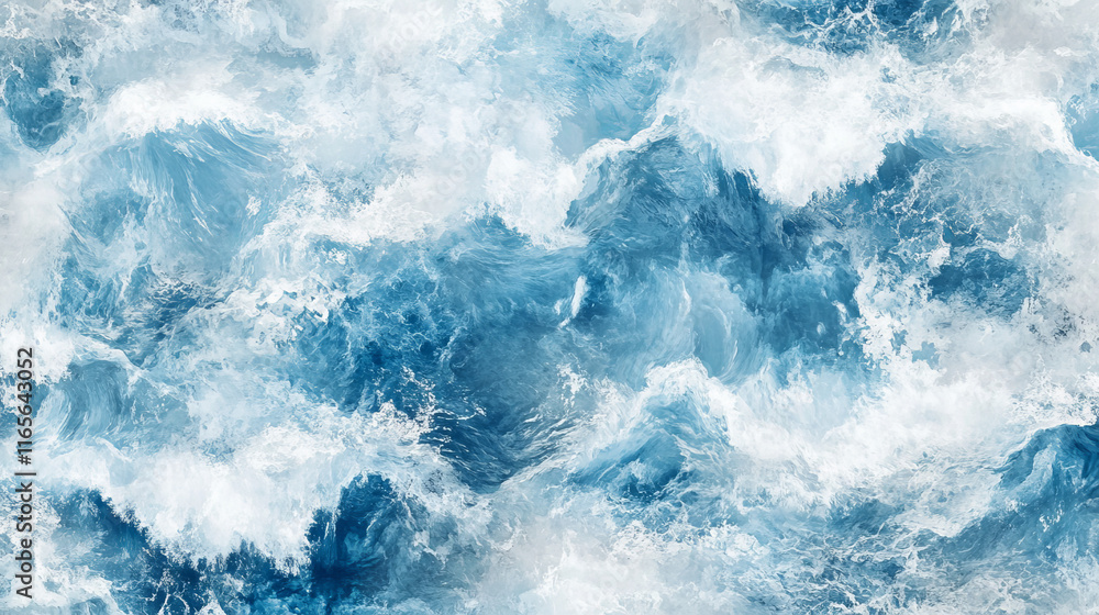 Poster stylized curling ocean waves nautical or marine themed seamless background pattern with a repeat mot