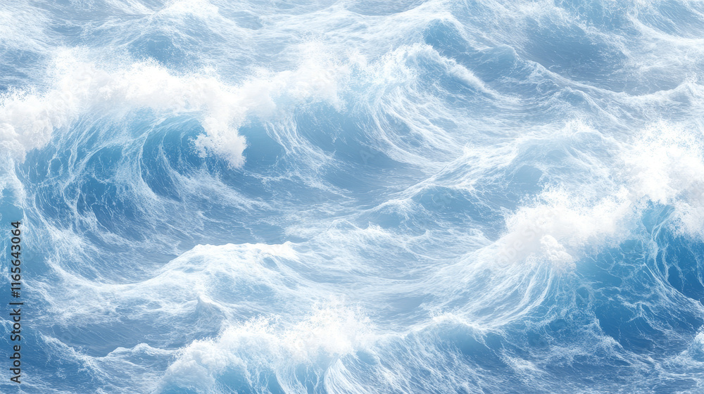 Poster stylized curling ocean waves nautical or marine themed seamless background pattern with a repeat mot