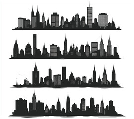 Abstract city skyline silhouette vector. Silhouette of buildings and city skyline. Urban skyline silhouette vector. Modern city silhouette design
