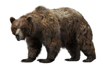 Fototapeta premium Majestic Brown Bear in Solitude. White or PNG Transparent Background.