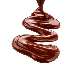 Obraz premium A stream of melted chocolate on a transparent background