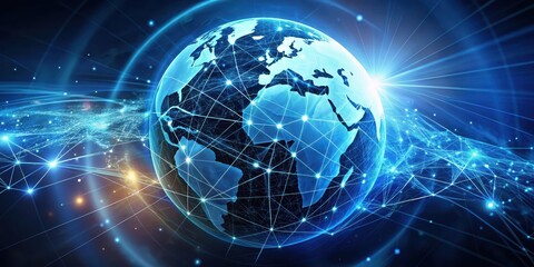 Fototapeta premium Global Network Connections A Futuristic Visualization of Worldwide Interconnectivity