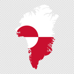Greenland map silhouette with flag. © Ruslan