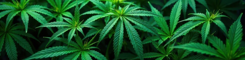 Dark green cannabis leaves, textured background, photography, close-up, leaf pattern