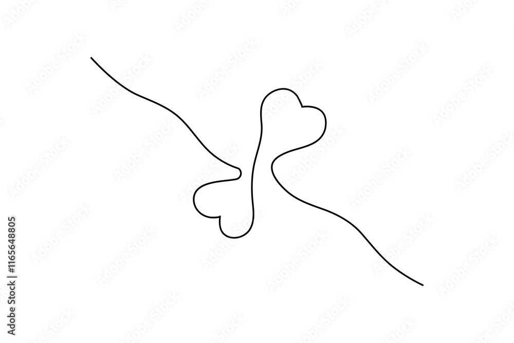 Poster dog bone continuous one-line drawing of abstract and minimalist outline vector design