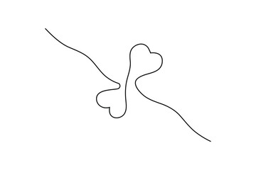 Dog bone continuous one-line drawing of abstract and minimalist outline vector design
