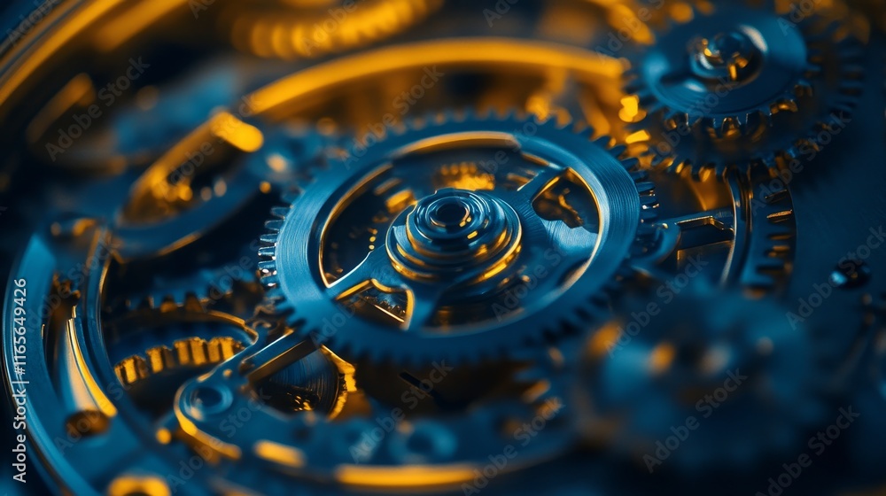 Aufkleber glowing gears abstract background of interlocking cogwheels and intricate machinery in motion