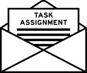 Envelope and letter sign with word task assignment as the headline