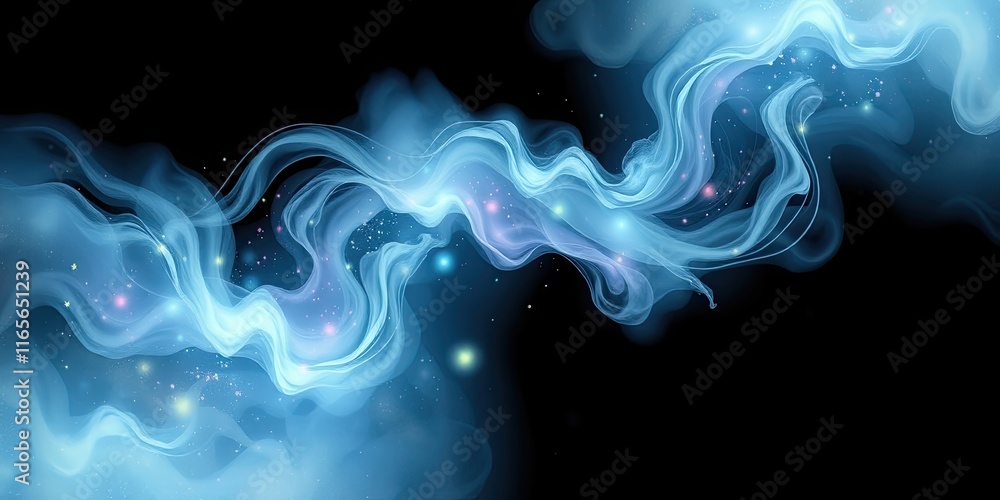 Aufkleber soft blue wisps swirl elegantly against a dark backdrop, creating a mesmerizing display of ethereal 