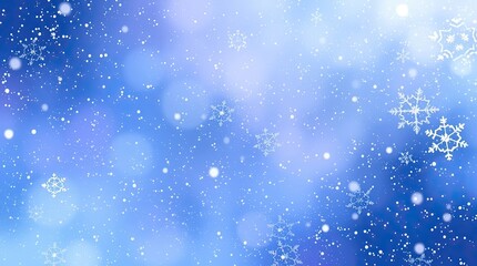 Obraz premium A serene backdrop captures a winter wonderland with falling snowflakes in shades of blue, creating a peaceful ambiance on a cold day