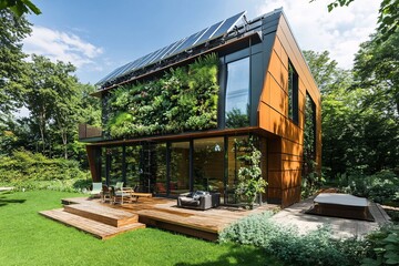 Modern Eco-Friendly Home with Solar Panels and Vertical Garden0
