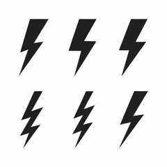 Dynamic Black Lightning Bolt Icon Bundle.