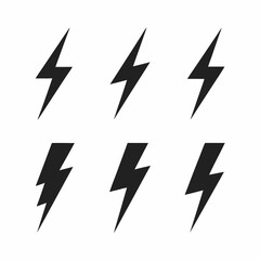 Dynamic Black Lightning Bolt Icon Bundle.